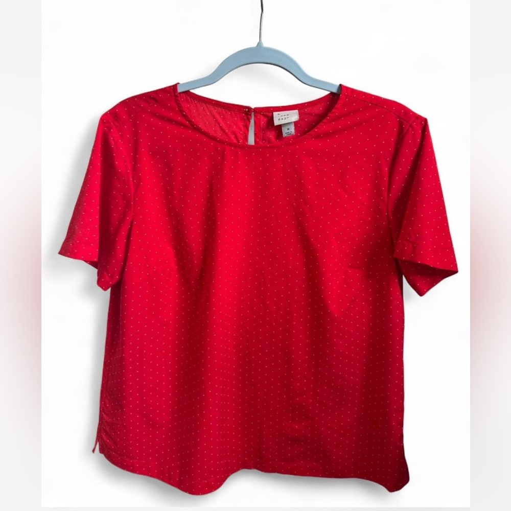 a new day Red Dotted Blouse - size M - 100% polyester